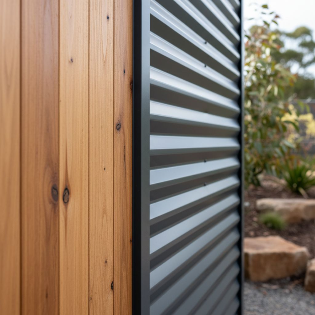 Mixed-material cladding detail close-up